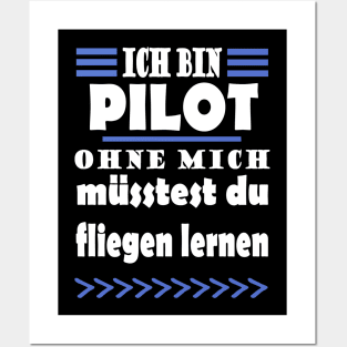 Pilot Fliegen Flugzeug Reise Männer Spruch Posters and Art